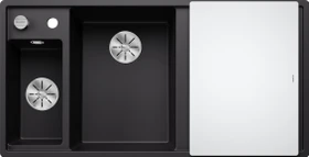 Blanco Axia III 6 S InFino Becken links mit Ablauffernbedienung schwarz inkl. Glasschneidebrett