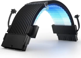 AsiaHorse 24-Pin Verlängerungskabel, RGB beleuchtet, Netz Design, 18AWG, 25cm