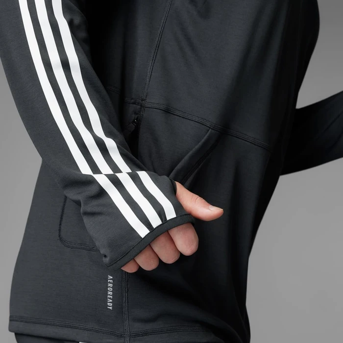 adidas Own The Run 3-Streifen Hoodie schwarz (Herren)