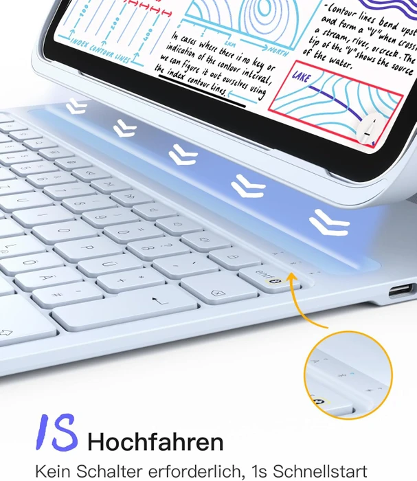 Inateck Superleicht Tastatur Hülle für iPad Air 6 11"/iPad Air 5/iPad 10/iPad Pro 11", DE