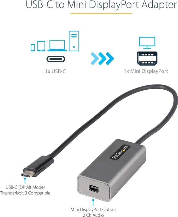 StarTech Display Adapter USB-C Mini DisplayPort, USB-C 3.0 [Stecker]