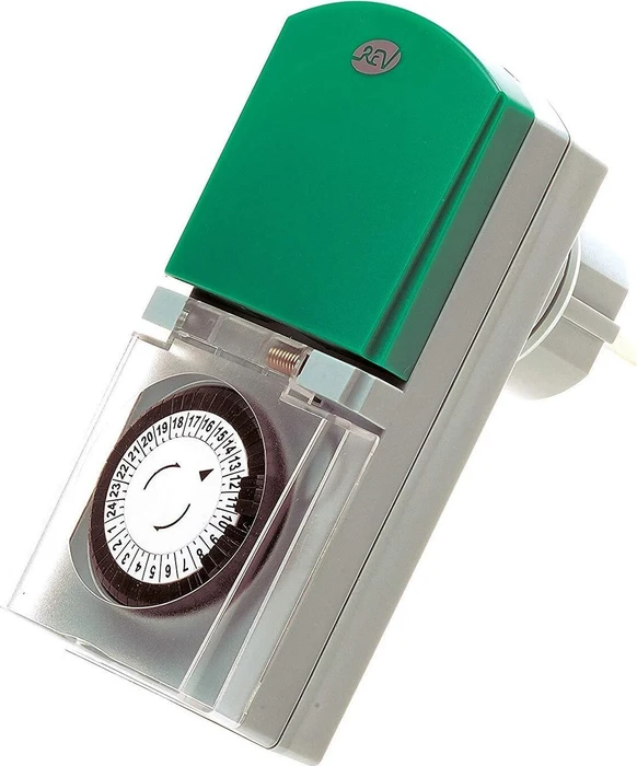 REV Ritter mechanische Außenzeitschaltuhr, IP44, grau/grün