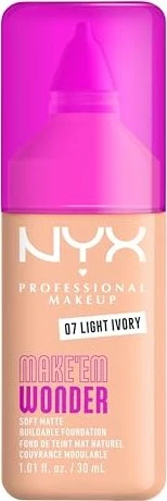 NYX Make 'EM Wonder Soft Matte Foundation 07 light ivory, 30ml