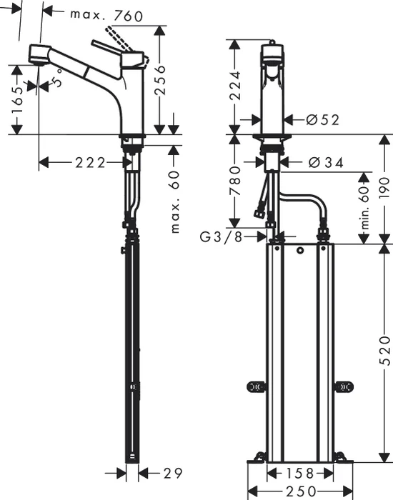 Hansgrohe Talis M52 170 2jet HD ausziehbar chrom