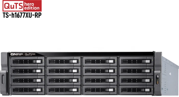 QNAP QuTS hero TS-h1677XU-RP-3700X-32G 160TB, 32GB RAM, 2x SFP+ 10Gb/s, 2x RJ-45 1000Base-T, 3HE