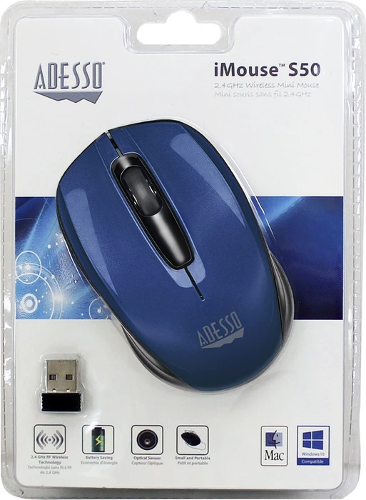 Adesso iMouse S50L Wireless Mini Mouse blau, USB