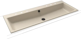Kaldewei Puro Einbau-Doppelwaschtisch 120x46cm mit 2x3 Hahnlochbohrung, Perl-Effekt, warm beige 20
