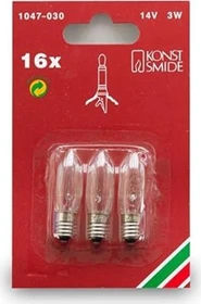 Konstsmide Riffelkerze 14V Ersatzbirne für Weihnachtsbeleuchtung klar E10 3W, 3 Stück