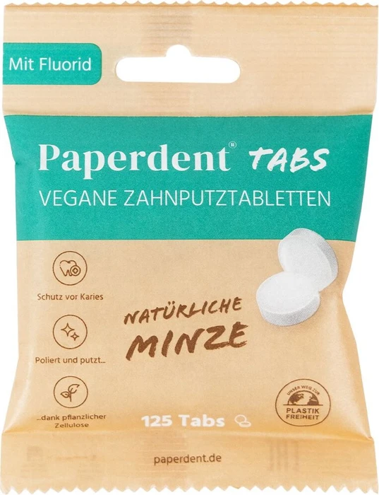 Paperdent Zahnputztabletten Minze, 125 Stück