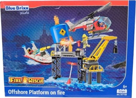 BlueBrixx Kids Stadtfeuerwehr Offshore-Plattform in Brand