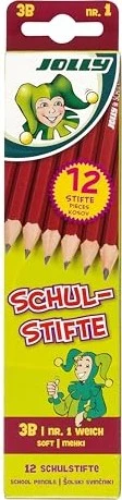 Jolly Schulstift Bleistift 3B graphit, Kartonetui, 12er-Pack