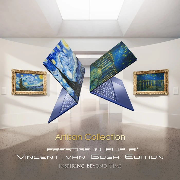 MSI Prestige 14 Flip AI+ The Starry Night-270N, Star Blue, Core Ultra X9 378H, 32GB RAM, 1TB SSD, DE, Vincent van Gogh Edition