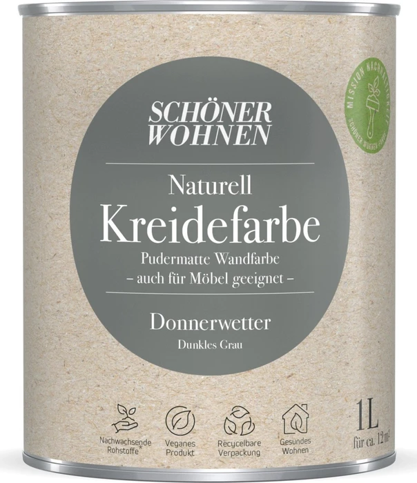 Schöner Wohnen Naturell Kreidefarbe innen naturell donnerwetter dunkles grau, 1l