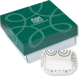 Gmundner Keramik Graugeflammt Schälchen quadratisch im Geschenkkarton 9x9cm