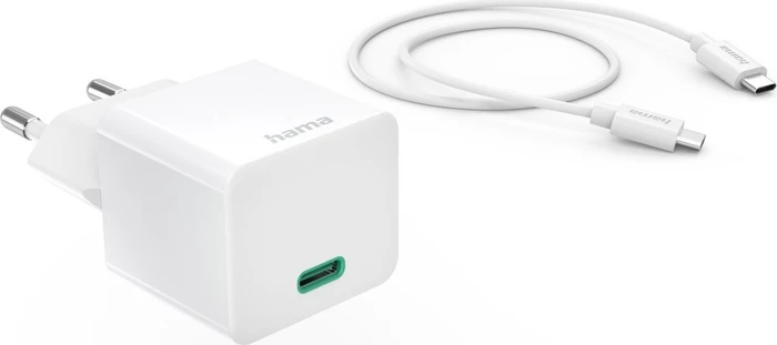 Hama Schnellladegerät mit Ladekabel USB-C Mini-Ladegerät PD 20W 1.0m weiß