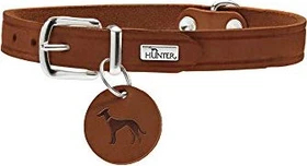 Hunter Aalborg Hundehalsband, Leder, schlicht, robust, komfortabel, 37 XS-S