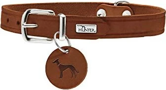 Hunter Aalborg Hundehalsband, Leder, schlicht, robust, komfortabel, 37 XS-S