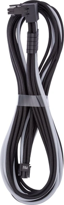 CableMod C-Series Pro ModMesh, 12V-2x6 Kabel, StealthSense, Corsair Type 5, 16-Pin PCIe Stecker auf 16-Pin PCIe 5.1 12V-2x6 Stecker, Adapterkabel, 90°, schwarz/weiß, 65cm