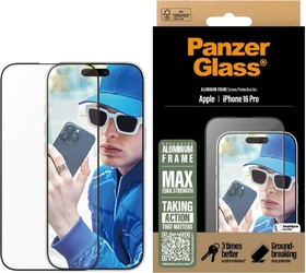 PanzerGlass Screen Protector Aluminum Frame Ultra-Wide Fit für Apple iPhone 16 Pro