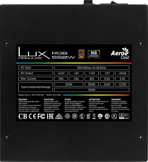 AeroCool Lux RGB Modular 550M 550W, ATX 2.4