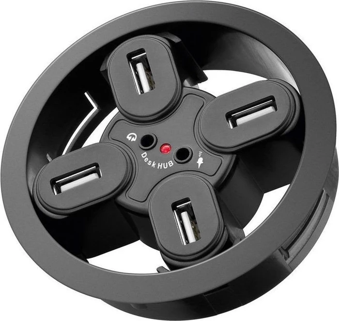 Wentronic Goobay Audio Einbau USB-Hub, 4x USB-A 2.0, USB-A 2.0 [Stecker]