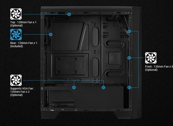 AeroCool Cylon, schwarz, Glasfenster