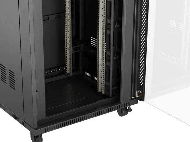 Lanberg 19" Rackschrank 22HE, LCD, freistehend, Flat Pack, V2, Glastür, IP20, RAL 9004, 800mm tief