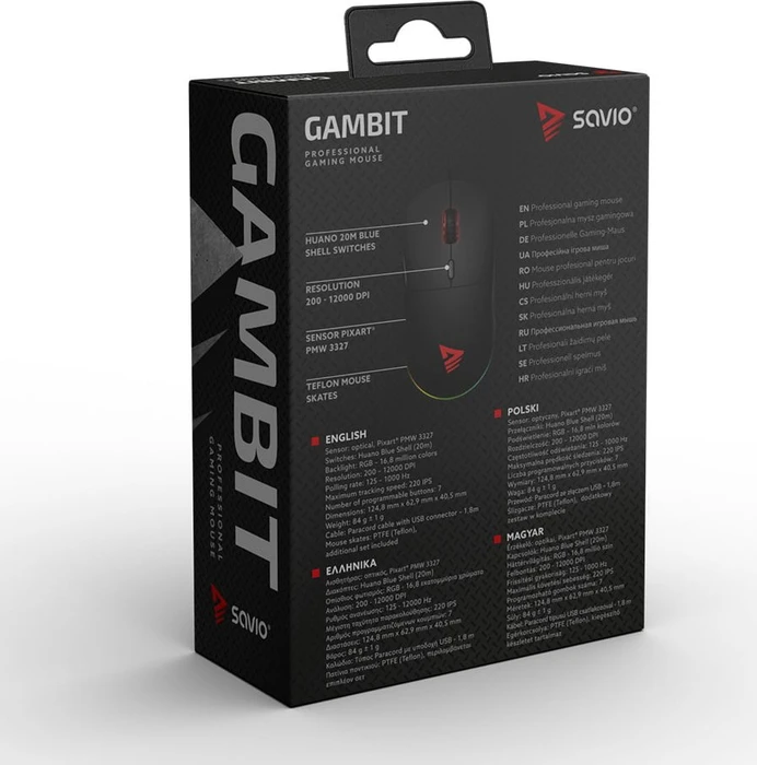 Savio Gambit RGB Gaming Mouse schwarz, USB