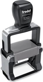 trodat professional 4.0 5203 Textstempel mit individueller Textplatte, 49x28mm, silber/schwarz