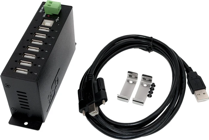 Exsys Industrial Railmount USB-Hub, 7x USB-A 2.0, USB-B 2.0 [Buchse]