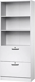 Hammerbacher HR-Schrank 5OH V7300, Streifengriff, weiß/weiß, Aufbewahrungskombination