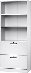 Hammerbacher HR-Schrank 5OH V7300, Streifengriff, weiß/weiß, Aufbewahrungskombination