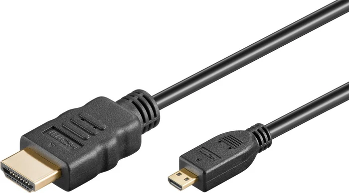 goobay High Speed mit Ethernet HDMI 2.0 Kabel Typ-A/Typ-D Micro schwarz, 2m