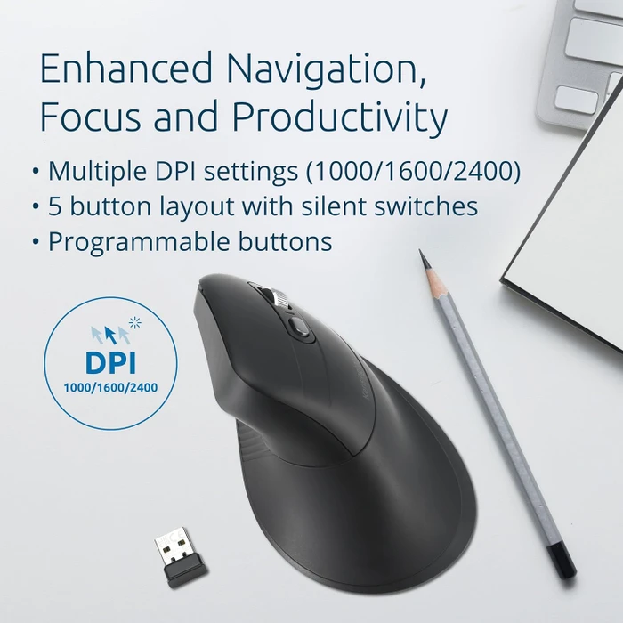 Kensington Pro Fit Ergo MY360 EQ Wireless Mouse, schwarz, USB/Bluetooth