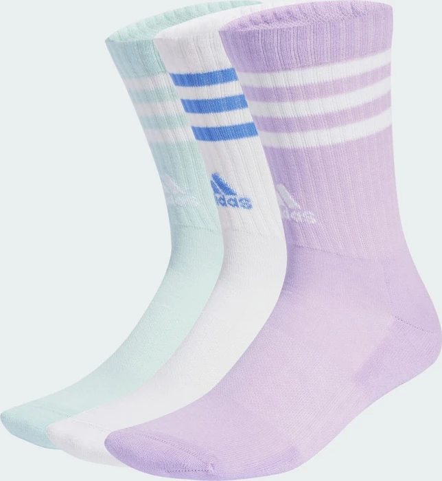 adidas 3-Streifen Cushioned Crew Socken powder plum/white/halo mint, 3 Paare