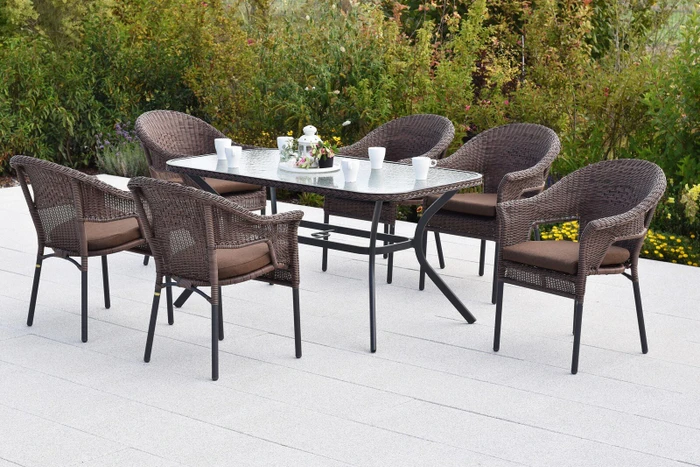 Merxx Ravenna Gartenmöbel-Set schokobraun, 13-tlg.