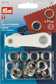 Prym Ösen mit Scheiben 11mm silber, 15 Stück