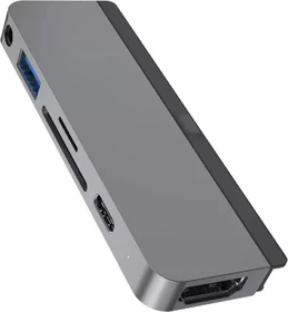 Hyper HyperDrive 6-in-1 grau Dual-Slot-Cardreader, USB-C 3.0 [Stecker] (HD319-GRAY)