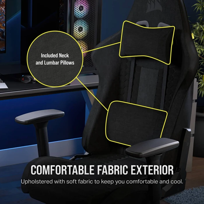 Corsair TC100 Relaxed Soft Fabric Gamingstuhl, schwarz