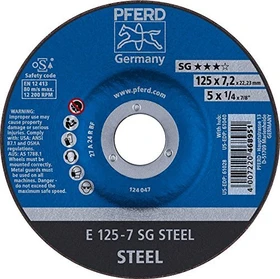 Pferd E 125-7 SG STEEL Schleifscheibe, 125x7.2x22.23mm, 10 Stück