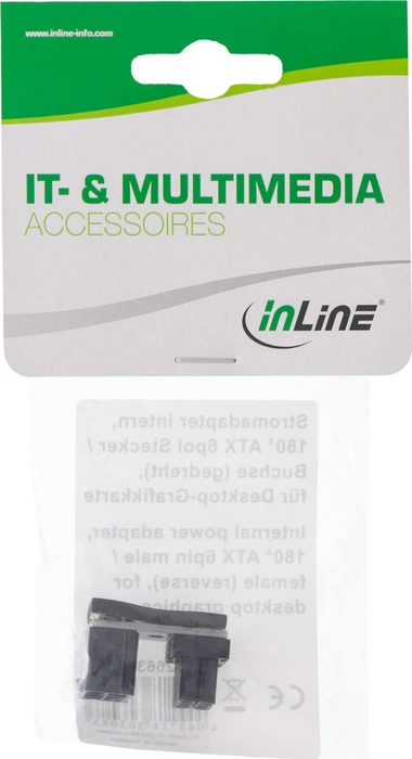 InLine Grafikkarten Stromadapter intern, 180° ATX 6pol Stecker auf Buchse, gedreht