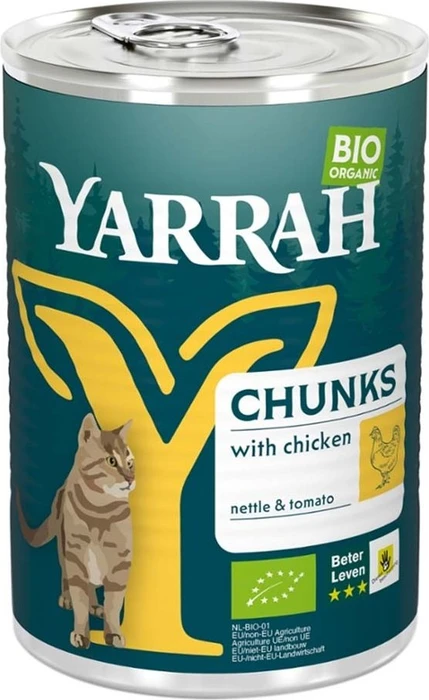 Yarrah Organic Cat Food Chunks with Chicken, 405g