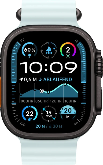 Apple Ocean Armband Verlängerung für Apple Watch Ultra 49mm kristallblau/titan schwarz