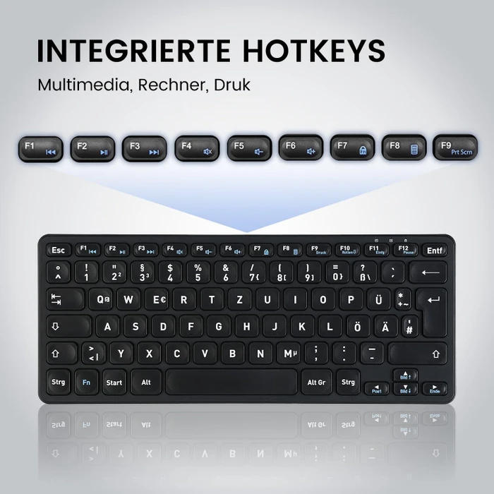Perixx Periboard-416 Mini Keyboard, schwarz, LEDs weiß, USB & USB-C, DE