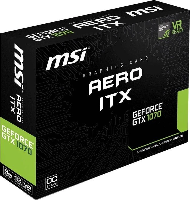 MSI GeForce GTX 1070 Aero ITX 8G OC, 8GB GDDR5, DVI, 2x HDMI, 2x DP