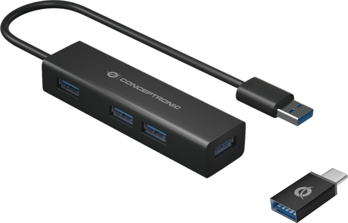 Conceptronic USB-Hub, 4x USB-A 3.0, USB-A/USB-C 3.0 [Stecker]
