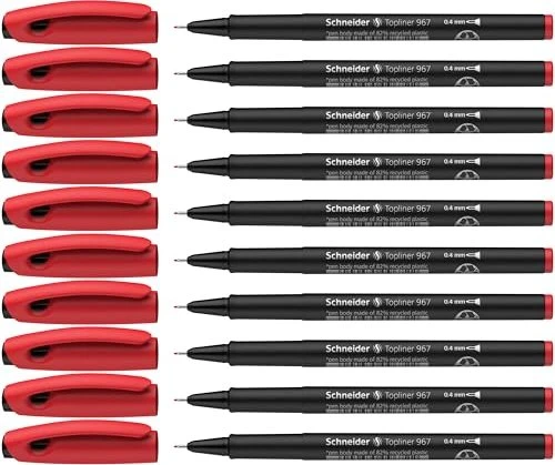 Schneider Topliner 967 Fineliner rot, 10er-Pack
