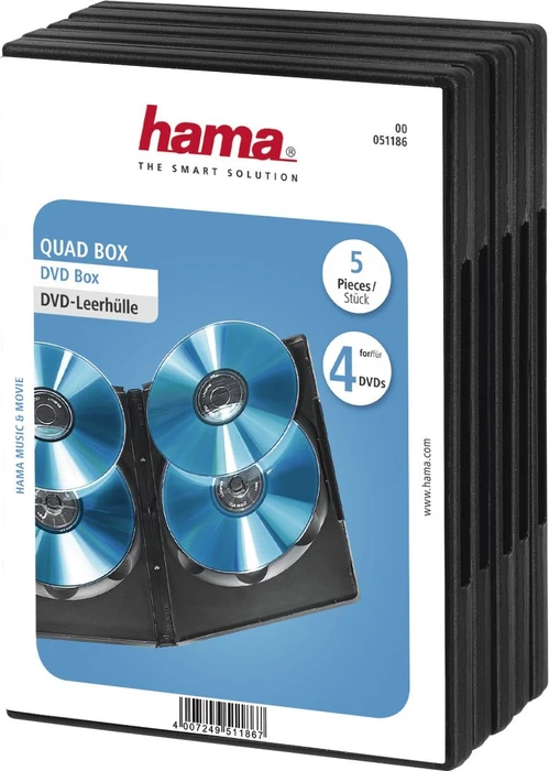 Hama DVD-Hülle für 4 Discs, schwarz, 5 Stück