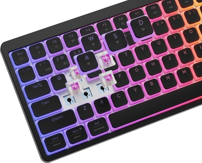 Genesis Thor 430 TKL Wireless, schwarz, LEDs RGB, hot-swap, Silent Low-Profile Linear, USB/Bluetooth, US