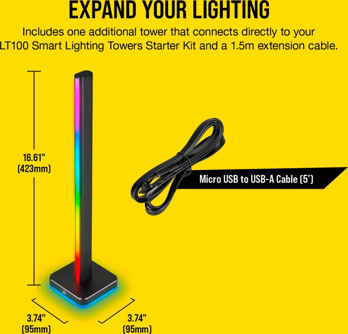 Corsair iCUE LT100 Smart Lighting Towers Expansion Kit, RGB-Beleuchtung, schwarz